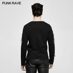 T-487 Military Uniform Long Sleeve Punk T-shirts With Ribbon Design?-??Punk Rave Clothing