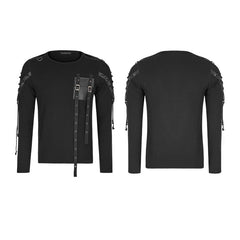 T-487 Military Uniform Long Sleeve Punk T-shirts With Ribbon Design?-??Punk Rave Clothing