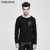 T-487 Military Uniform Long Sleeve Punk T-shirts With Ribbon Design?-??Punk Rave Clothing