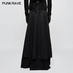 Q-340 Jacquard Fabric Half Long black Gothic Skirt For Men?-??Punk Rave Clothing