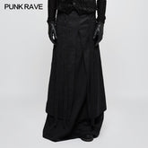Q-340 Jacquard Fabric Half Long black Gothic Skirt For Men?-??Punk Rave Clothing