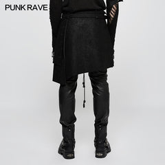 Q-341 Personality Men Irregular Suede Punk Skirt With Detachable Design?-??Punk Rave Clothing