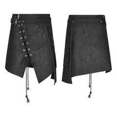 Q-341 Personality Men Irregular Suede Punk Skirt With Detachable Design?-??Punk Rave Clothing
