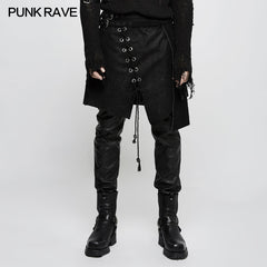 Q-341 Personality Men Irregular Suede Punk Skirt With Detachable Design?-??Punk Rave Clothing