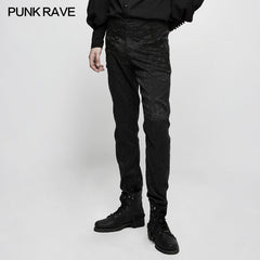 K-302 Handsome Jacquard Chinese Frog black Gothic Pants For Men?-??Punk Rave Clothing