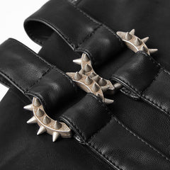 K-297 Elastic Mesh Spliced Leather Punk Pants For Men?-??Punk Rave Clothing