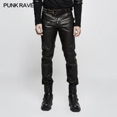 K-301 Personality Split Stitch Leather Punk Pants For Men?-??Punk Rave Clothing