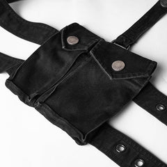 K-295 Men Elastic Denim Punk Pants With Detachable Pocket?-??Punk Rave Clothing