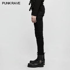 K-300 Slim-fitting Denim black Long Punk Pants For Men?-??Punk Rave Clothing