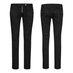K-300 Slim-fitting Denim black Long Punk Pants For Men?-??Punk Rave Clothing