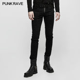 K-300 Slim-fitting Denim black Long Punk Pants For Men?-??Punk Rave Clothing