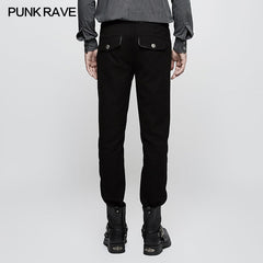 K-303 Military Uniform Leisure Punk Pants Suede Suits Woven Striped Worsted Mans Trousers?-??Punk Rave Clothing