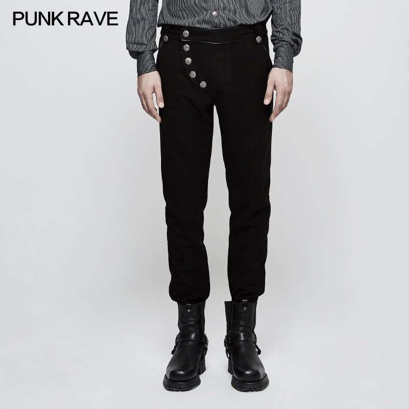 K-303 Military Uniform Leisure Punk Pants Suede Suits Woven Striped Worsted Mans Trousers?-??Punk Rave Clothing