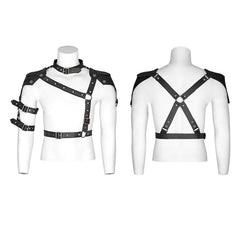 S-236 Starched black Punk Accessories Straps With Detachable Leather Loop?-??Punk Rave Clothing