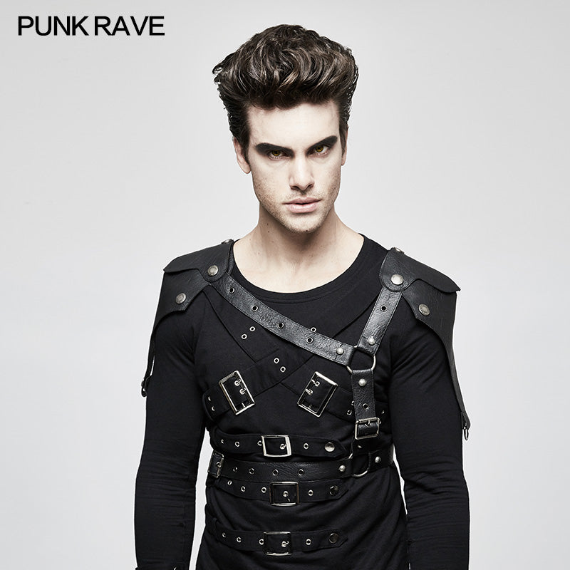 S-236 Starched black Punk Accessories Straps With Detachable Leather Loop?-??Punk Rave Clothing