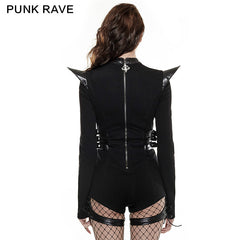 K-250 Summer Lady Leather Jumpsuit black Gothic Pants For Women?-??Punk Rave Clothing