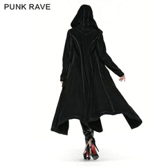 LY-036 Winter Woolen Long black Gothic Coat For Women Two Wear Imitation Fur Coat?-??Punk Rave Clothing