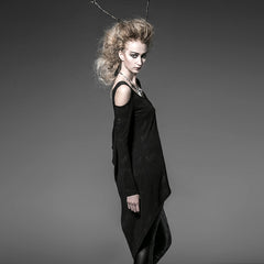 PT-025 black Long Loose Soft High-elastic Knitting Punk T-shirts For Women?-??Punk Rave Clothing