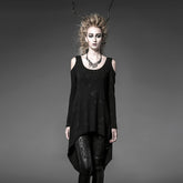 PT-025 black Long Loose Soft High-elastic Knitting Punk T-shirts For Women?-??Punk Rave Clothing