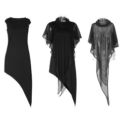 PQ-102 Skinny Soft Detachable Two-pieces Set Gothic Dress With Mesh Collar Blouse?-??Punk Rave Clothing