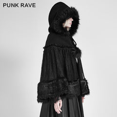 LY-057 Lolita Style Warm Gothic Coat Woolen And Lace Fabric Cloak For Women?-??Punk Rave Clothing