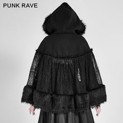 LY-057 Lolita Style Warm Gothic Coat Woolen And Lace Fabric Cloak For Women?-??Punk Rave Clothing