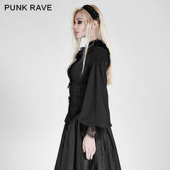 LY-058 Women Chiffon Lace Fabric Gothic Shirt Lolita Blouse With Unique Sleeve?-??Punk Rave Clothing