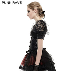 LT-006 black Elastic Pastoral Style Gothic Shirts Lace Lolita Blouse?-??Punk Rave Clothing
