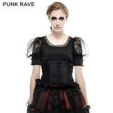 LT-006 black Elastic Pastoral Style Gothic Shirts Lace Lolita Blouse?-??Punk Rave Clothing