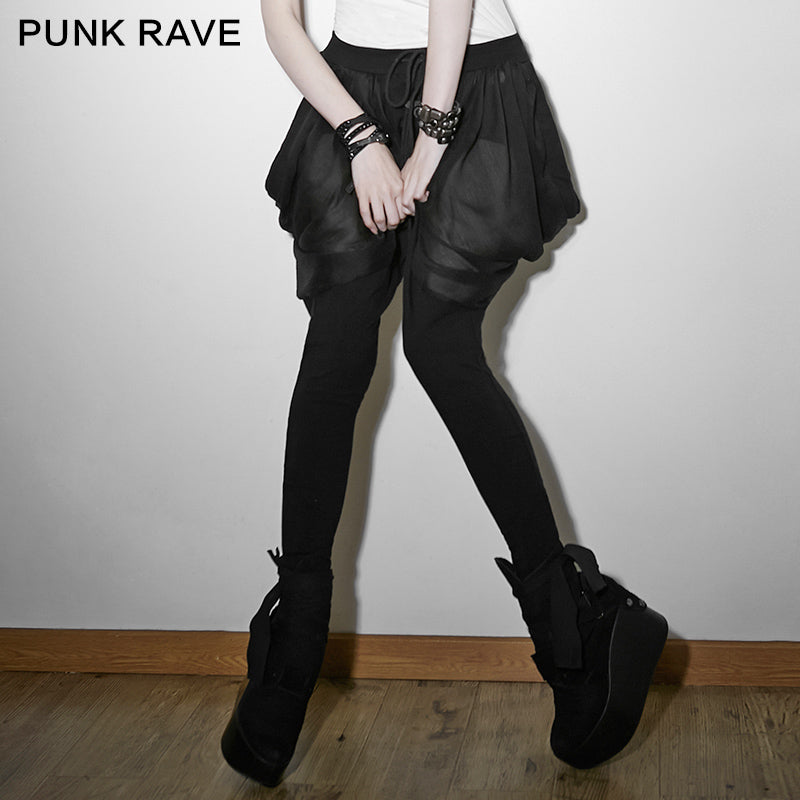 PK-057 black Knight Soft Chiffon Harem Punk Pants?-??Punk Rave Clothing