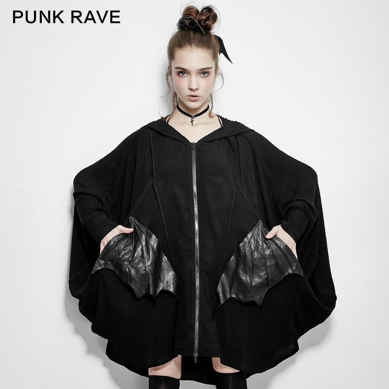 PY-178 Comfortable black Bats Punk Jacket With Double Zippers?-??Punk Rave Clothing