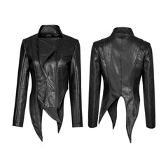 OPY-253 Irregular Shaped Bright Leather Punk Jacket With Stand Collar?-??Punk Rave Clothing