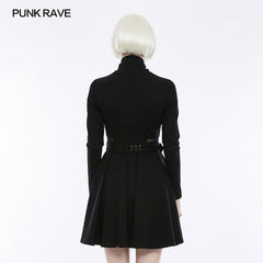 OPQ-245 Handsome Knitted Punk Dress With Mesh Spliced Design?-??Punk Rave Clothing