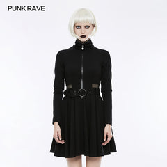 OPQ-245 Handsome Knitted Punk Dress With Mesh Spliced Design?-??Punk Rave Clothing