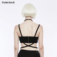 OPT-146 Sexy Tie Rope Athletic Punk Vest With Elastic Loops?-??Punk Rave Clothing