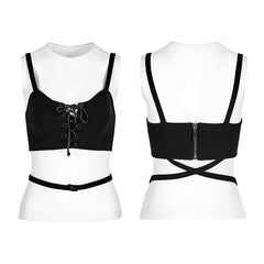 OPT-146 Sexy Tie Rope Athletic Punk Vest With Elastic Loops?-??Punk Rave Clothing