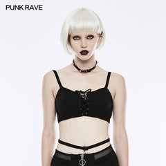 OPT-146 Sexy Tie Rope Athletic Punk Vest With Elastic Loops?-??Punk Rave Clothing
