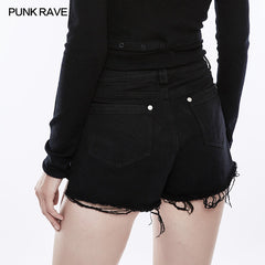 OK-312 Daily Rivets Punk Pants High Waist Shorts?-??Punk Rave Clothing