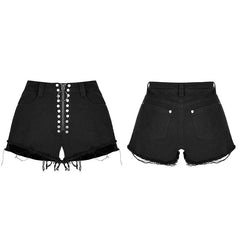 OK-312 Daily Rivets Punk Pants High Waist Shorts?-??Punk Rave Clothing