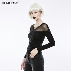 OT-500 Elastic Drawstring Gothic T-shirt For Women?-??Punk Rave Clothing