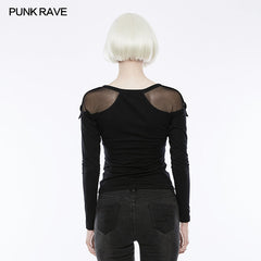OT-500 Elastic Drawstring Gothic T-shirt For Women?-??Punk Rave Clothing