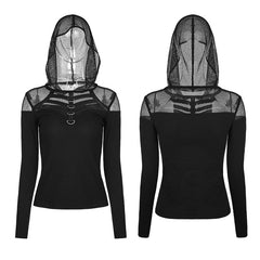 WT-495 Handsome Stretchable Mesh Hooded Punk T-shirt?-??Punk Rave Clothing