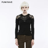 WT-495 Handsome Stretchable Mesh Hooded Punk T-shirt?-??Punk Rave Clothing