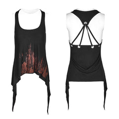 WT-504 Printing Sexy Soft Punk Vest With Eyelet Drawstring?-??Punk Rave Clothing