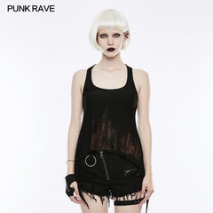 WT-504 Printing Sexy Soft Punk Vest With Eyelet Drawstring?-??Punk Rave Clothing