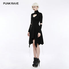 OPQ-238 High-class Elastic Sexy Hollow Out Gothic Dress With Asymmetry Hem?-??Punk Rave Clothing