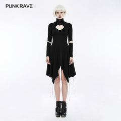 OPQ-238 High-class Elastic Sexy Hollow Out Gothic Dress With Asymmetry Hem?-??Punk Rave Clothing