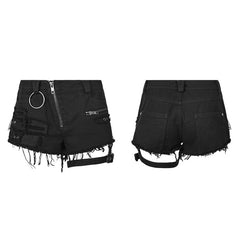 WK-311 Fashion Inelastic Short Punk Pants With Rivet And Metal Decoration?-??Punk Rave Clothing