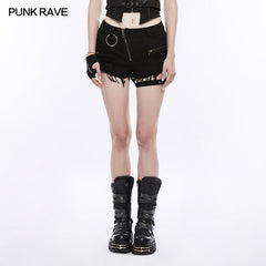 WK-311 Fashion Inelastic Short Punk Pants With Rivet And Metal Decoration?-??Punk Rave Clothing