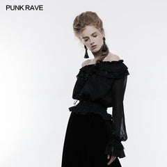 WT-505 Embossed Fabric Gothic T-shirt Gorgeous Elastic Top?-??Punk Rave Clothing